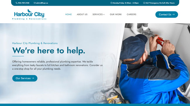 Screenshot of the Harbour City Plumbing website