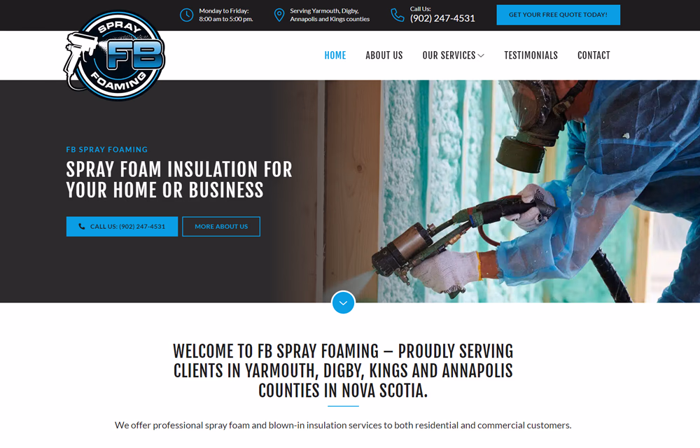 Screenshot of FB Spray Foam website